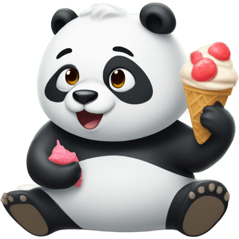 Panda comiendo helado en un estadio  emoji