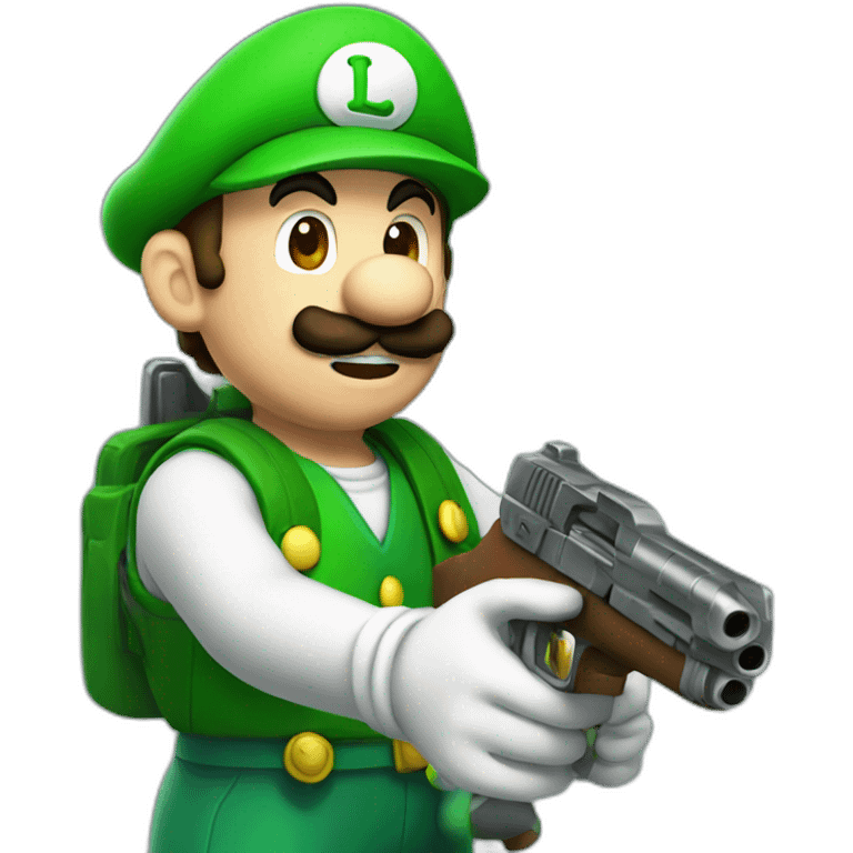 luigi with a gun emoji