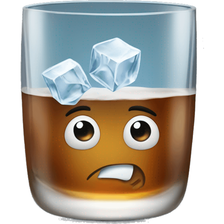 ice cold whiskey glass with ice cubes emoji