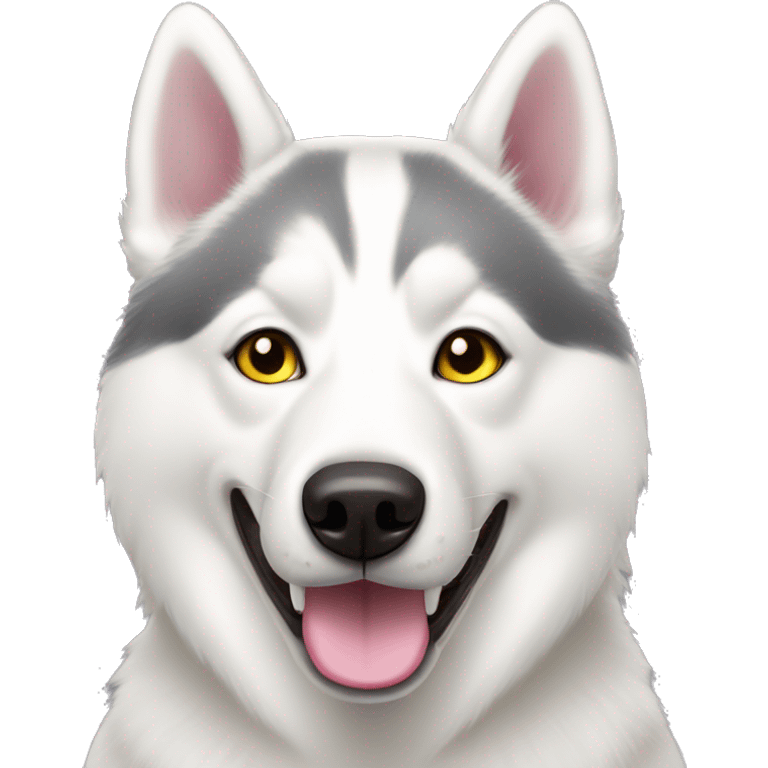 White husky with pink nose and yellow eyes  emoji