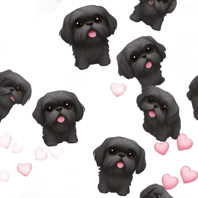 Black Shih Tzu with hearts emoji