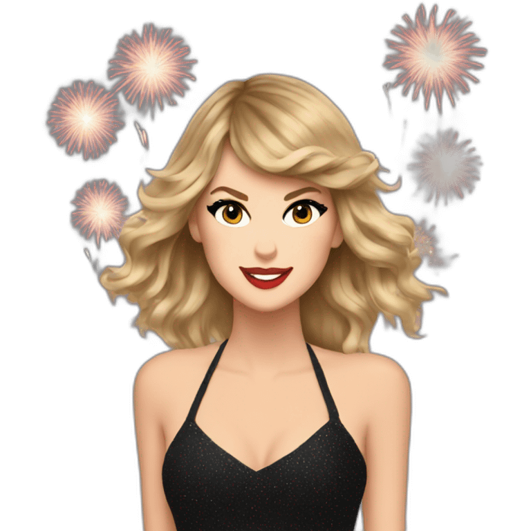 Taylor Swift with fireworks emoji