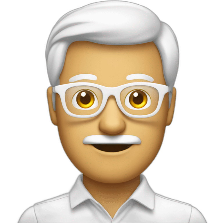 Hombre mayor blanco calvo con gafas emoji