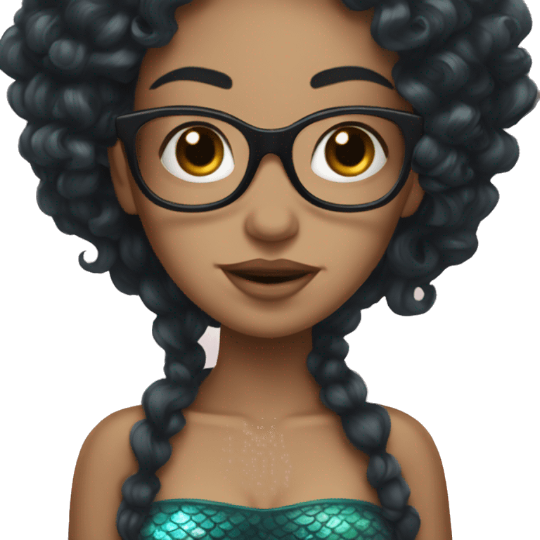 mermaid with curly black hair and glasses emoji