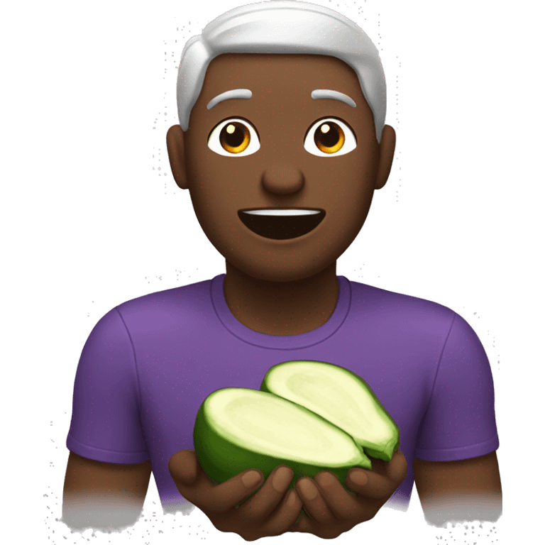 Back man eating eggplant emoji