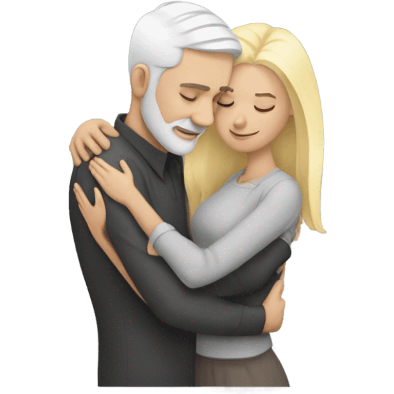 White man - grey hair - hugs blonde girl with eyes closed  emoji