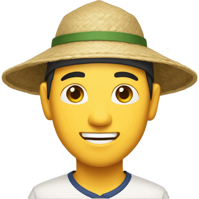 chinese man wearing rice paddy hat emoji