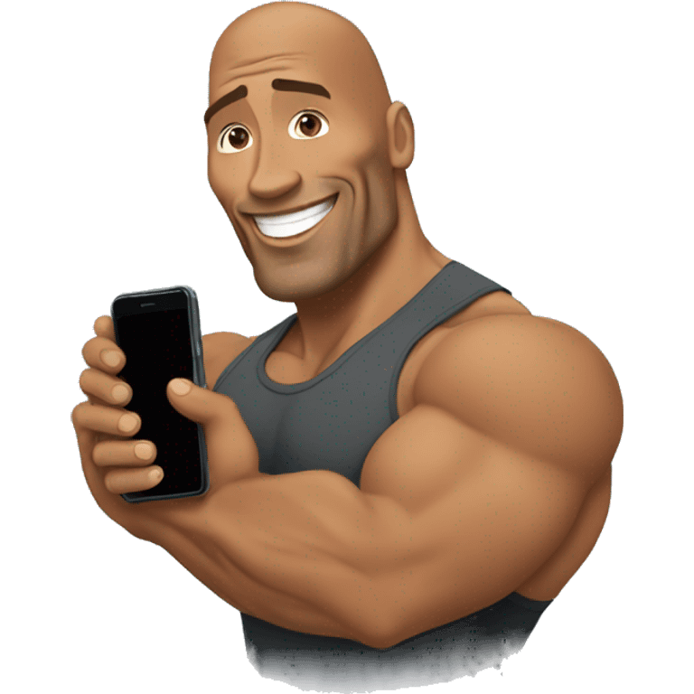 dwayne johnson holding a mobile phone emoji