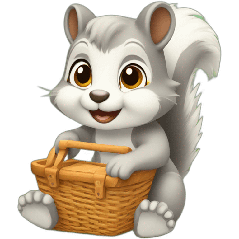 Squirrel picnic basket friendly emoji