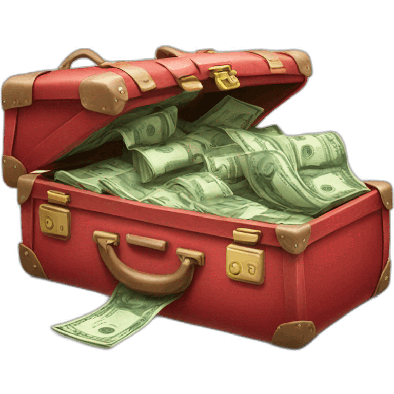 Red open suitcase full of money  emoji