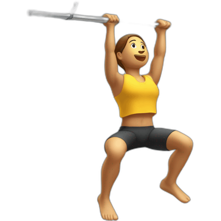 figure is performed on a pull-up bar from an inverted hang until the body is completely horizontal and straight with the front of the body facing upwards emoji