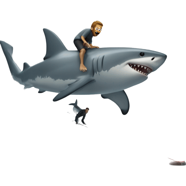 shark surfing on a man across the Alpes emoji