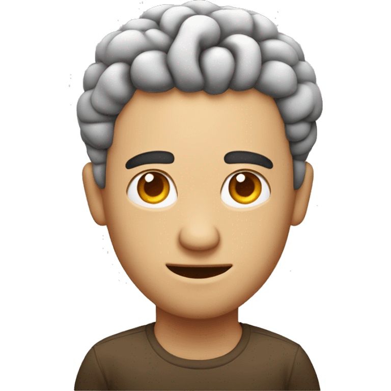 man with big brain and head emoji