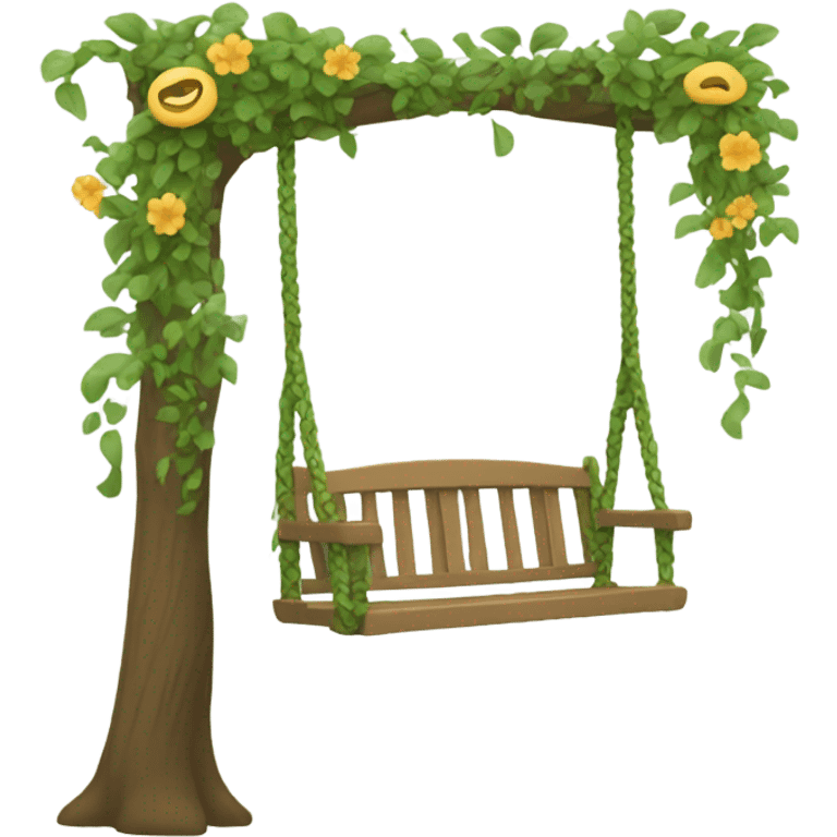 A swing made from a small flower and vines. emoji