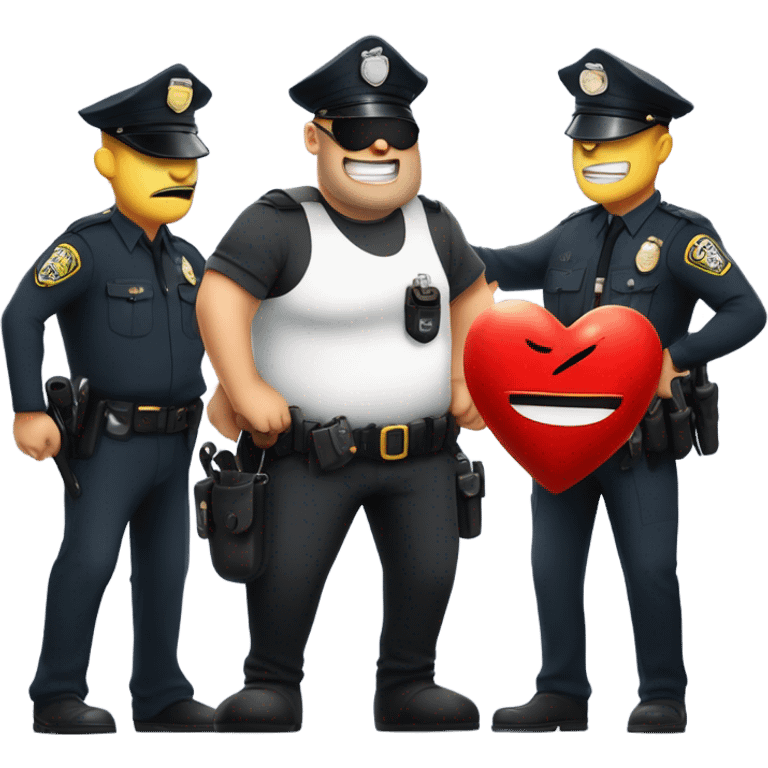 Criminal Cartoon Heart getting hand cuffed by police emoji