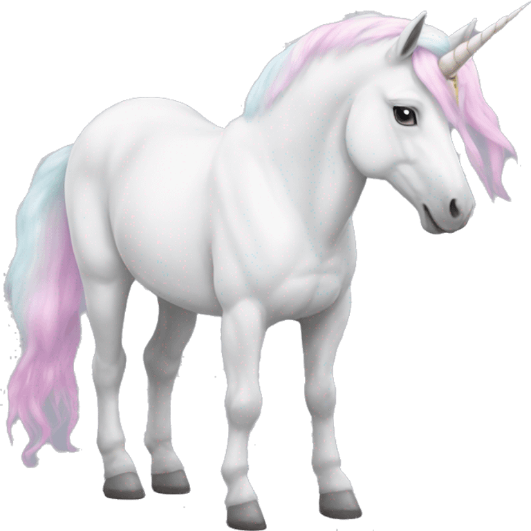 Fullbody White unicorn with pastel color mane  emoji