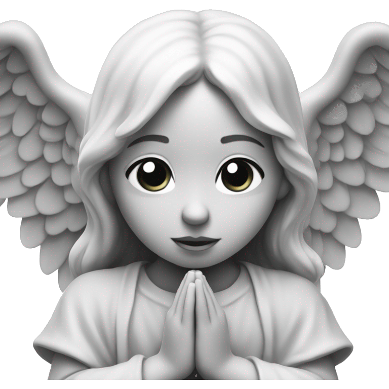 classic monochrome angel`s face praying  emoji