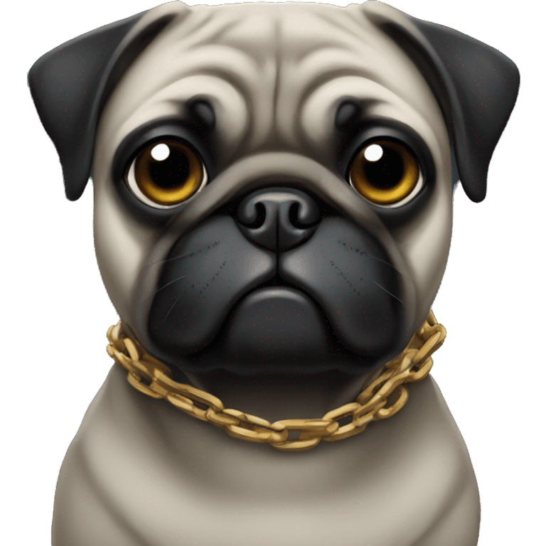 Black pug wearing a chain emoji