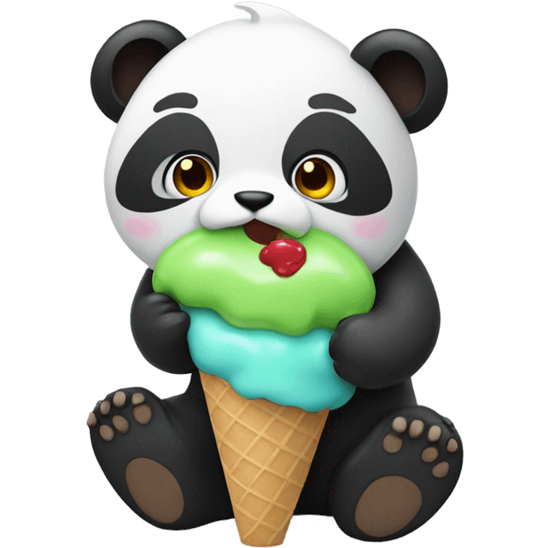 Panda eating ice cream emoji