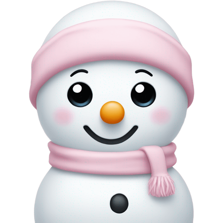 Cute white and light pink snowman emoji