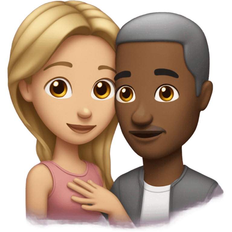 White man, kissing brown-skinned woman’s ear emoji