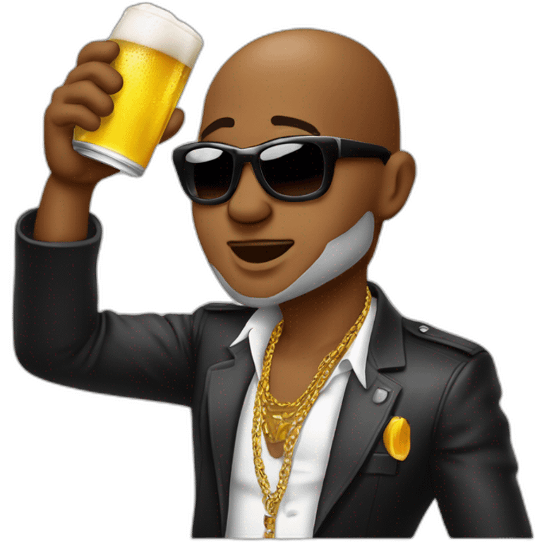 Koffi Olomide drinking a beer emoji