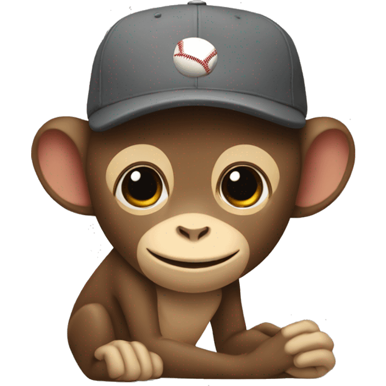 Baseball cap on a monkey emoji