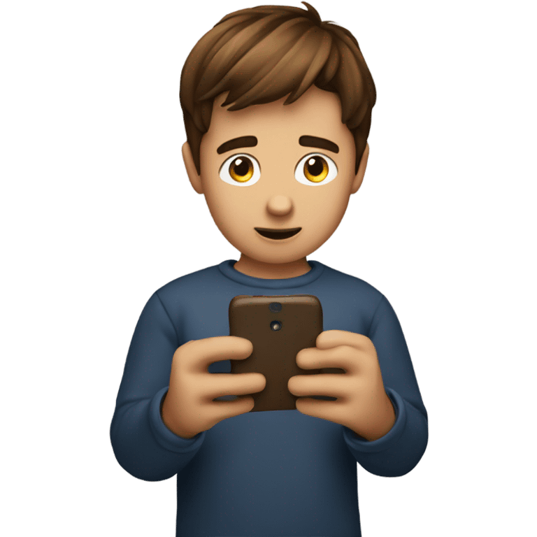 Brown hair boy watching his phone emoji