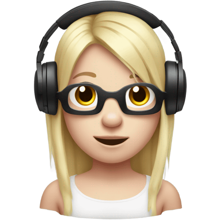 A Pig with a gaming headset on and blonde hair  emoji