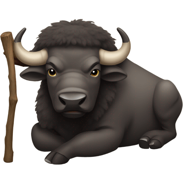 Buffalo with a big stick on its belly emoji