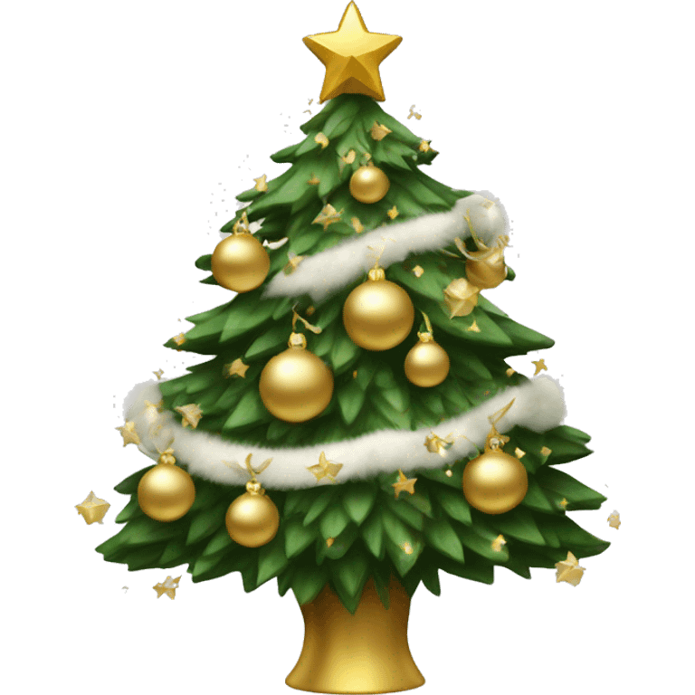 Christmas tree with white and gold decorations emoji