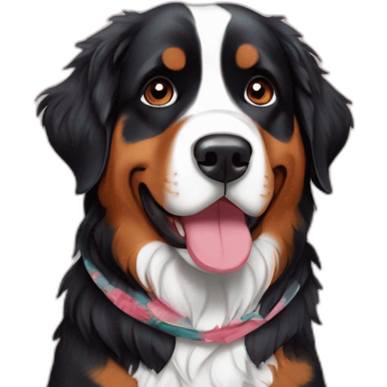 Bernese mountain dog  buttefull cute with bandanna emoji