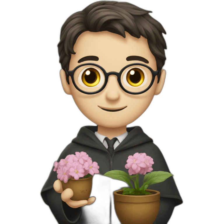 Harry Potter avec un pot de fleur sur la tête  emoji