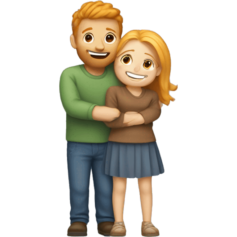 couple hug with warm smiles blonde girl and ginger man  emoji