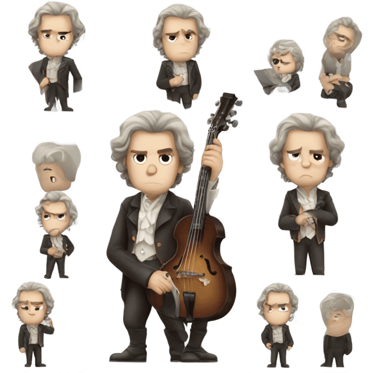 Chibi Beethoven older standing frown banjo emoji