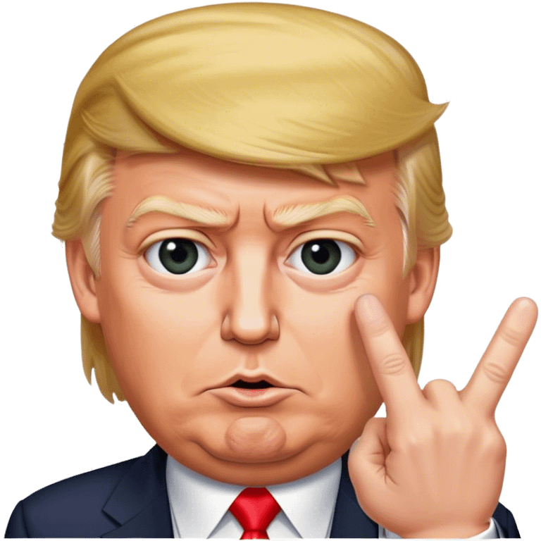 Donald Trump shows one finger photorealistic face emoji