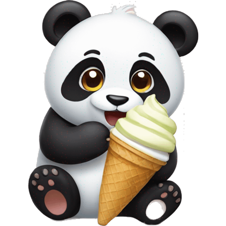 Panda eating ice cream emoji