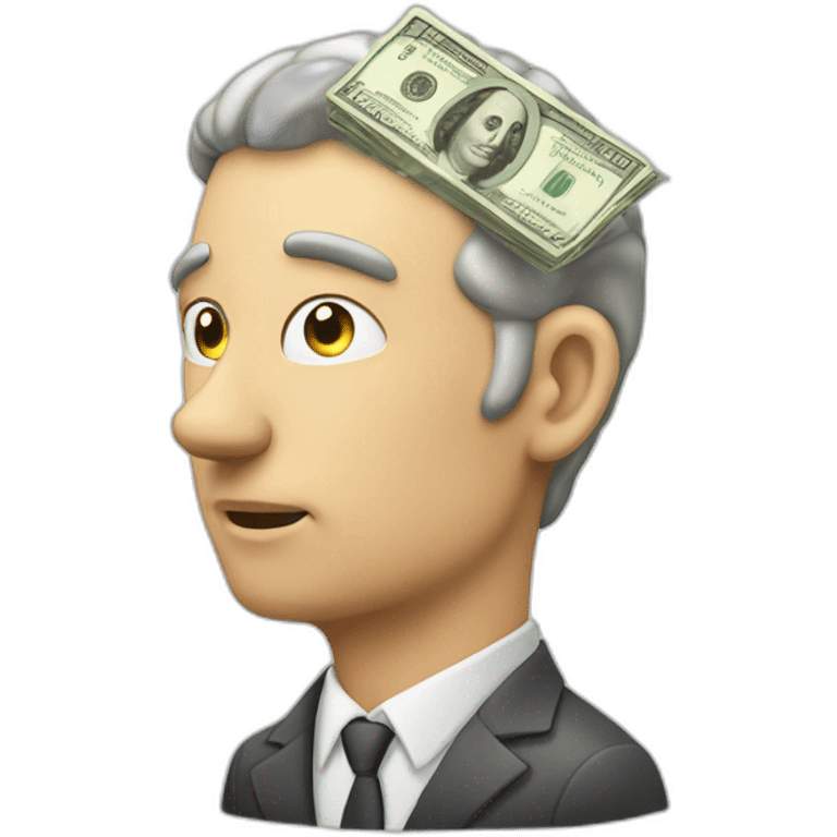 man thinking, brain, money emoji