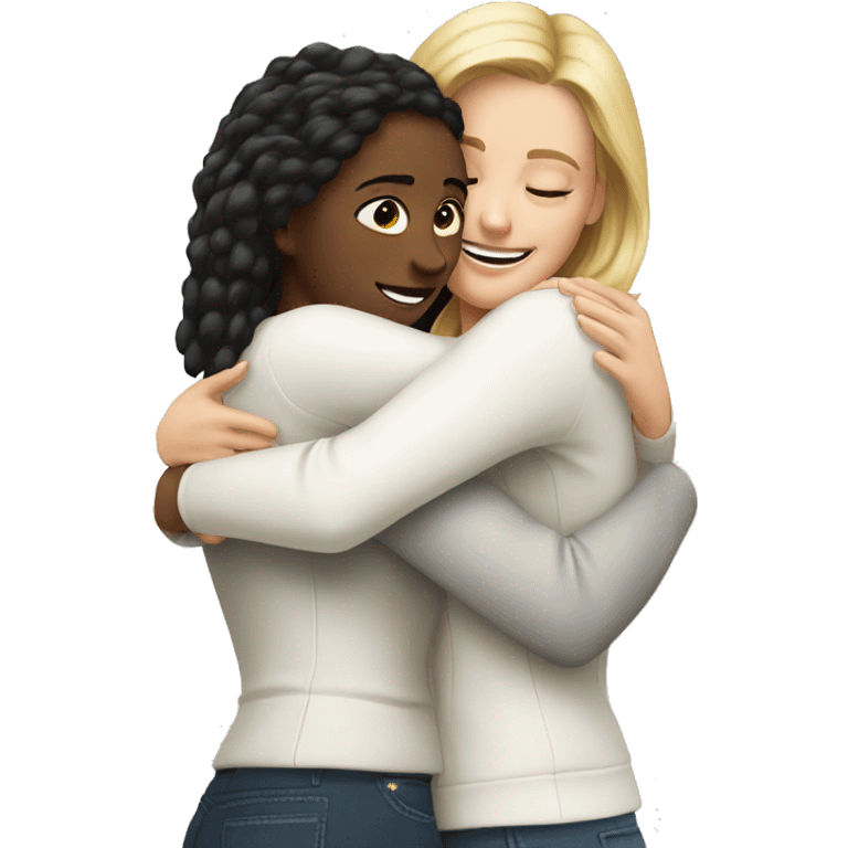 Hug two white women   emoji