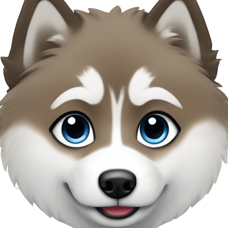 Pomsky with black & white fur. It also has two different color eyes, one blue and the other brown emoji