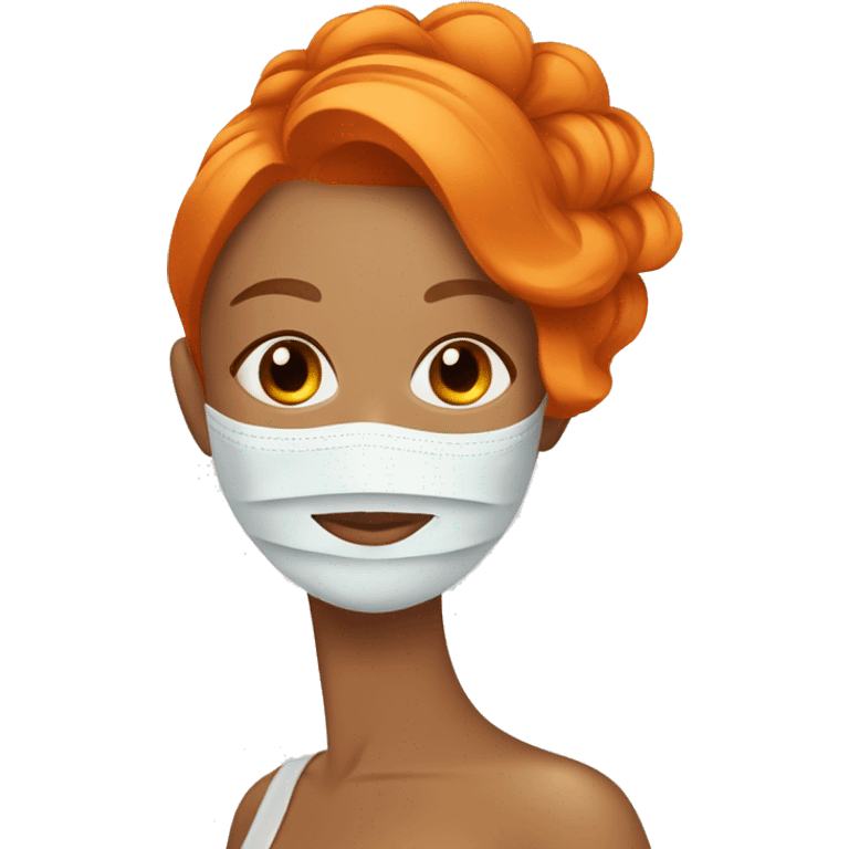 Tan girl with orange hair with face mask spa beauty full face relaxing emoji