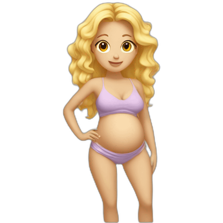 adorable pregnant blond full body women with beach-wave-hair emoji