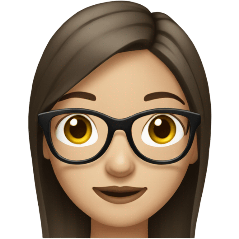  Brunette straight hair girl with braces and black glasses  emoji