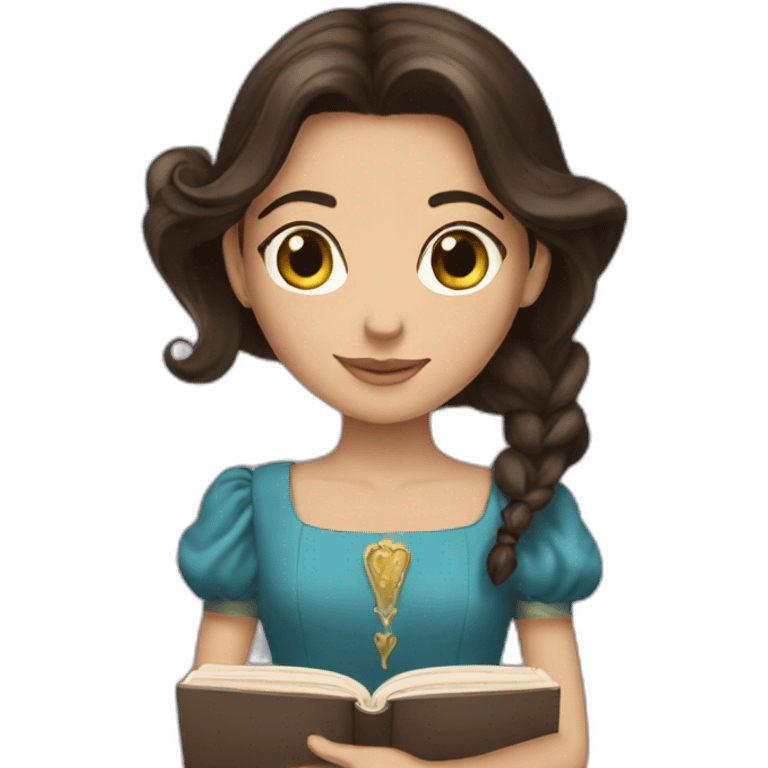 Brunette princess with book emoji