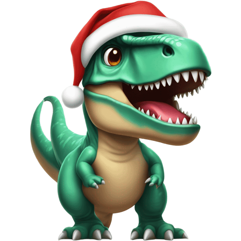 T-Rex wearing a Santa hat  emoji