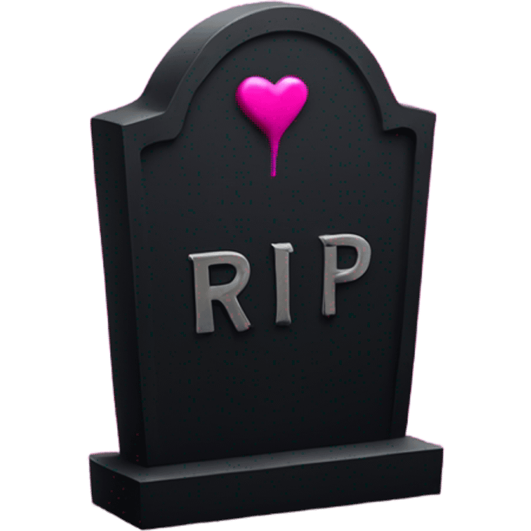 a black Grave with the letters RIP in a dark pink heart emoji