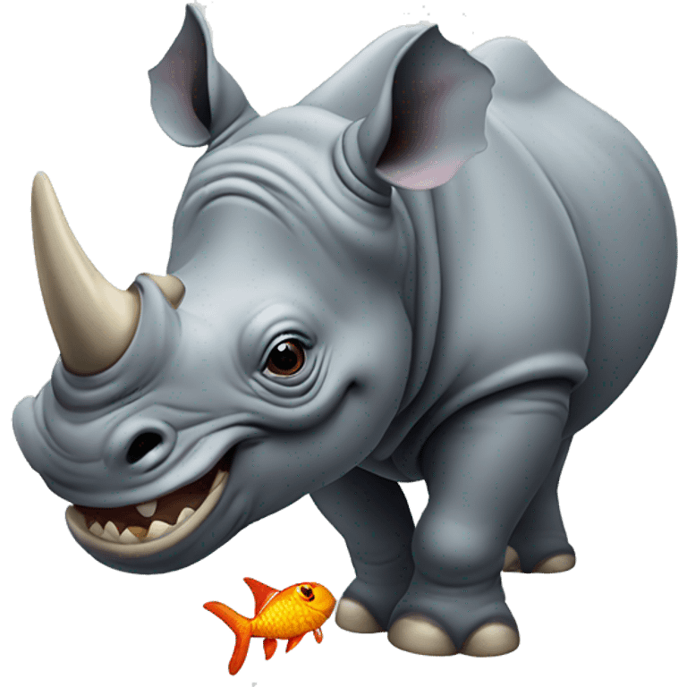 rhinoceros with fish in its mouth emoji