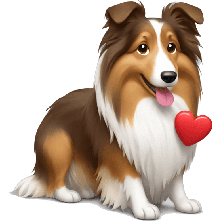 cartoon sheltie holding heart emoji