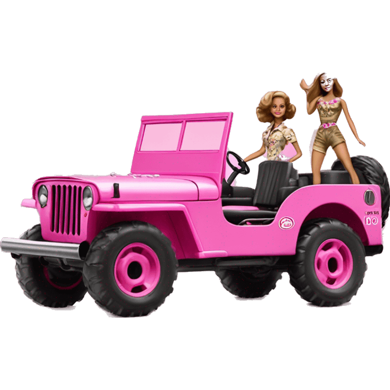 Premium Barbie jungle tour 1941 Willy’s pink jeep  emoji