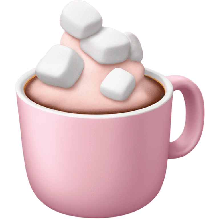 Light Pink mug of hot chocolate with marshmallows  emoji